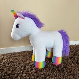Build-A-Bear White Unicorn with Rainbow Hooves and Purple Mane